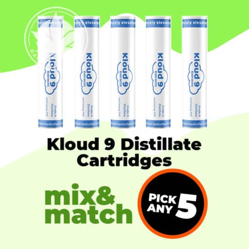 5 Pack Kloud 9 Distillate Cartridges - Mix and Match